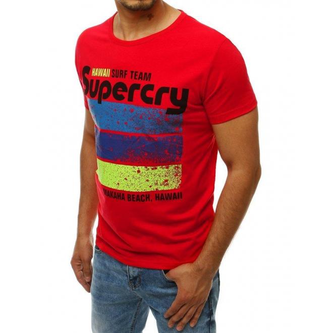 Športové pánske tričko červenej farby s potlačou