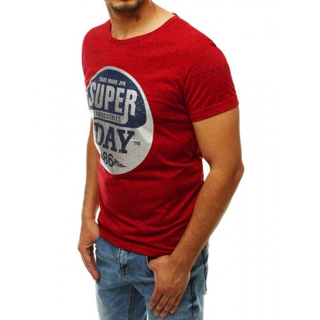 Pánske módne tričko s potlačou v červenej farbe
