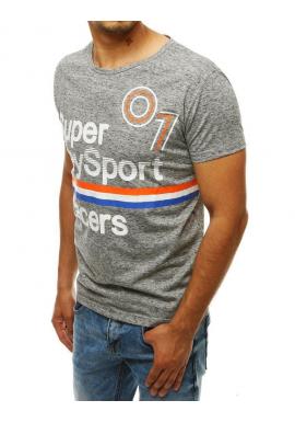 Pánske športové tričko s potlačou v svetlosivej farbe
