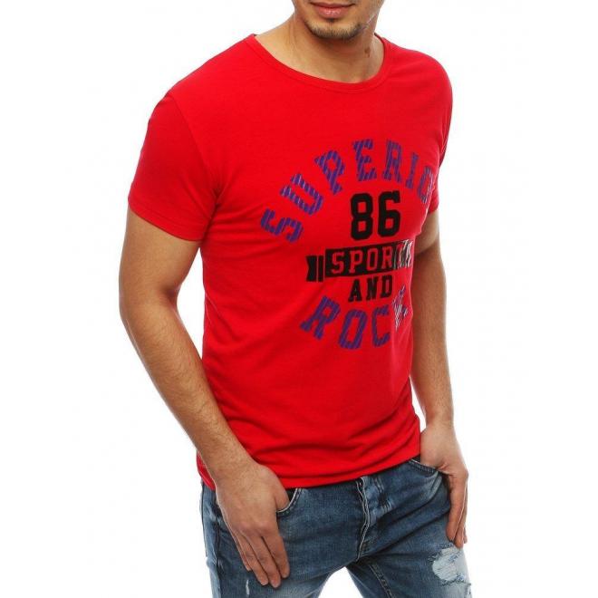 Športové pánske tričko červenej farby s potlačou