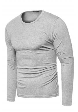 Pánske klasické tričká s dlhým rukávom v sivej farbe