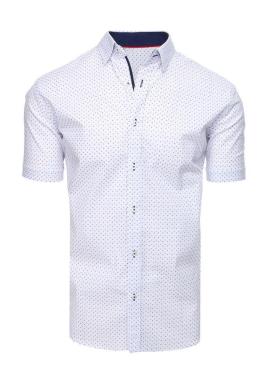 Vzorovaná pánska košeľa bielej farby s krátkym rukávom