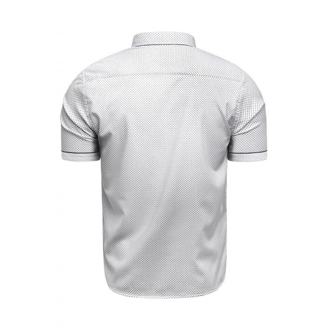 Biela vzorovaná košeľa s krátkym rukávom pre pánov