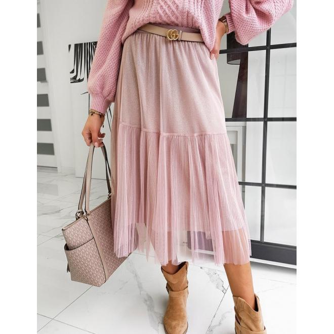 Ružová dvojvrstvová sukňa s trblietkami pre dámy