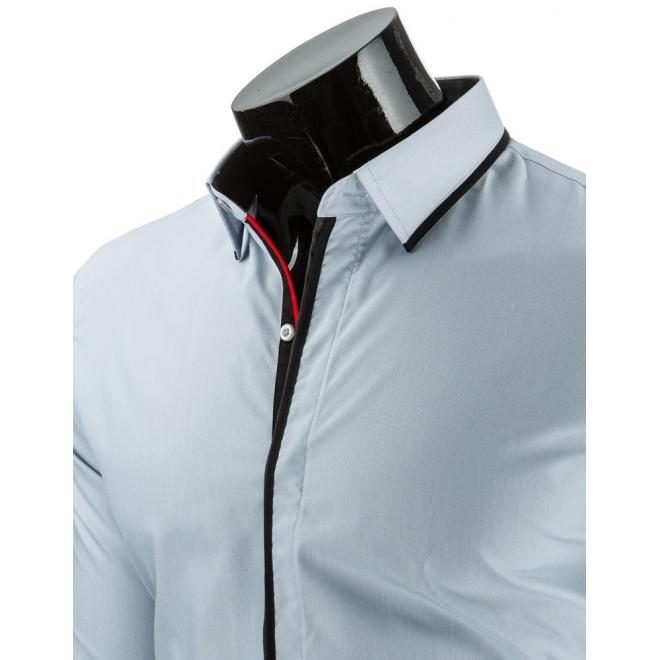 Tmavomodrá pánska košeľa s bodkovaným detailom