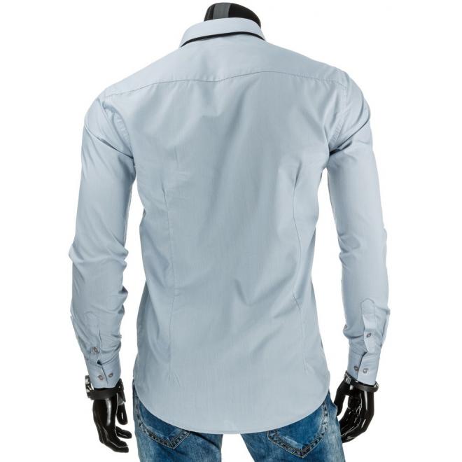 Tmavomodrá pánska košeľa s bodkovaným detailom