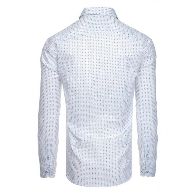 Biela vzorovaná košeľa s dlhým rukávom pre pánov