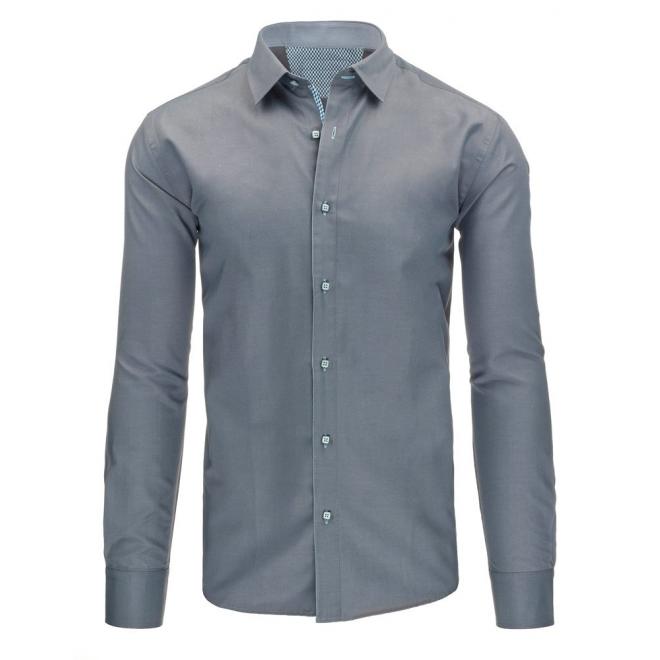 Klasická pánska košeľa v sivej farbe s dlhým rukávom
