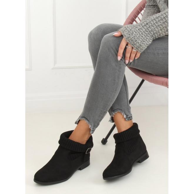 Čierne semišové topánky s ponožkovým zvrškom pre dámy