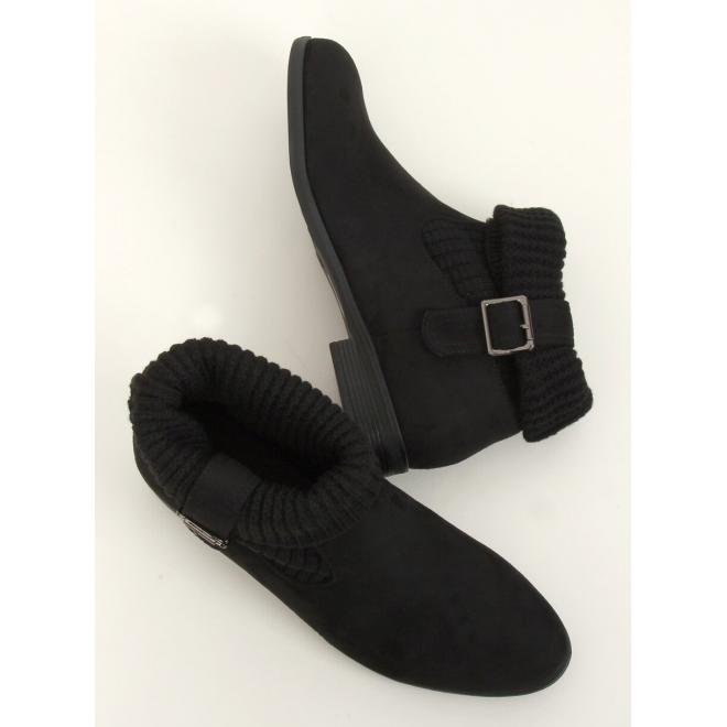Čierne semišové topánky s ponožkovým zvrškom pre dámy