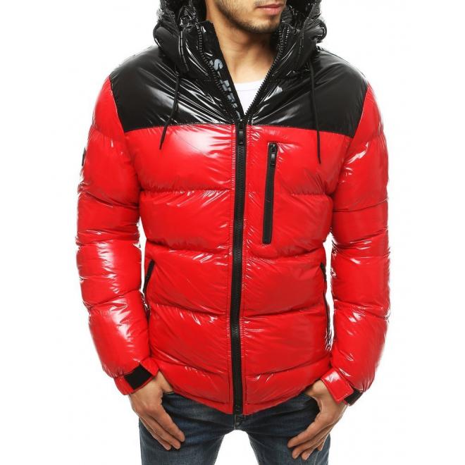Červená prešívaná bunda na zimu pre pánov