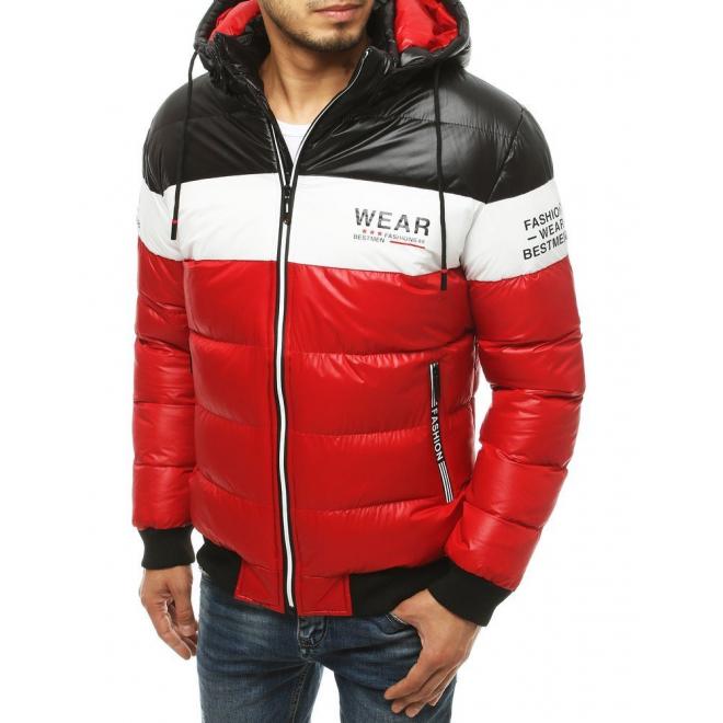 Pánska prešívaná bunda na zimu v červenej farbe