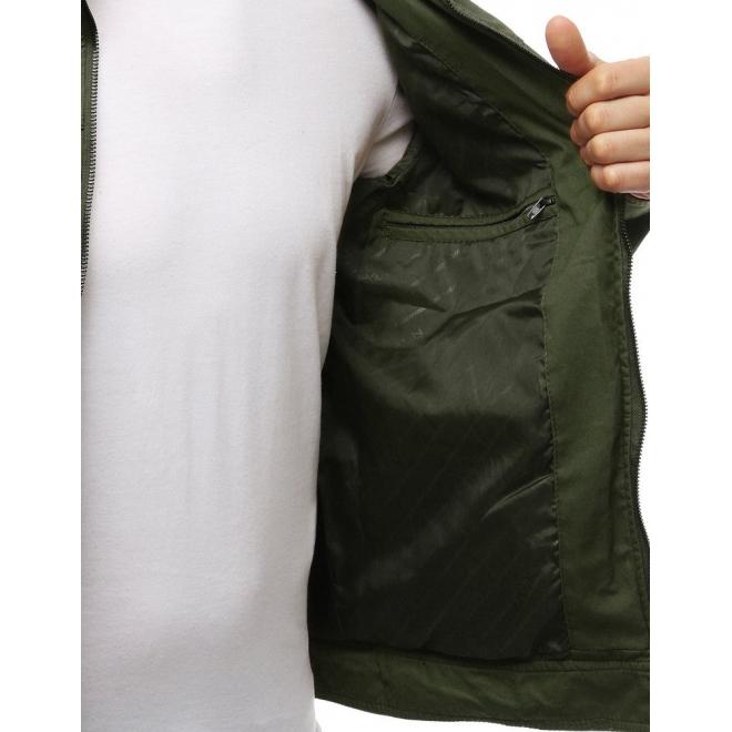 Prechodná pánska bunda zelenej farby bez kapucne