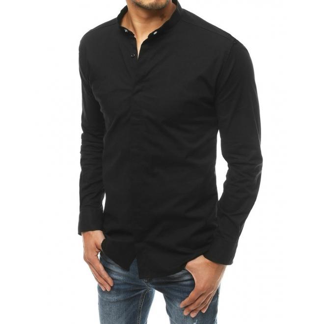 Pánska elegantná košeľa s dlhým rukávom v čiernej farbe