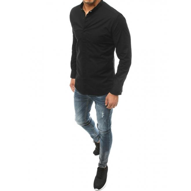 Pánska elegantná košeľa s dlhým rukávom v čiernej farbe