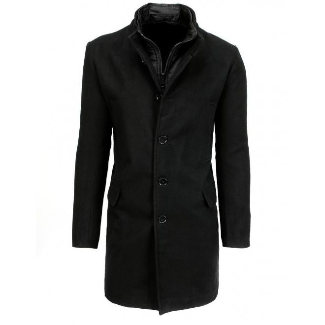 Jednoradový pánsky kabát čiernej farby na zimu