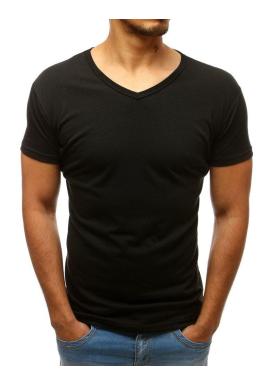 Pánske klasické tričko s výstrihom v tvare V v čiernej farbe v zľave