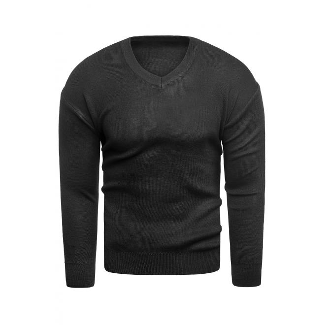 Klasický pánsky sveter čiernej farby s výstrihom do V