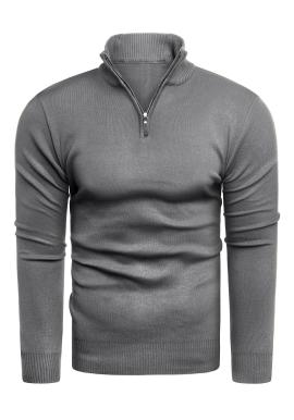 Sivý klasický sveter so zapínaným výstrihom pre pánov