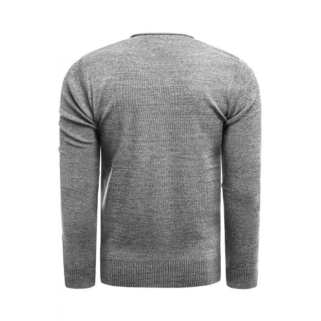 Pánsky módny sveter s výstrihom do V v sivej farbe