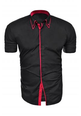 Čierno-červená košeľa s krátkym rukávom pre pánov