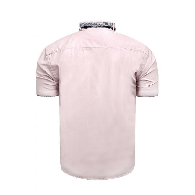 Pánska košeľa s krátkym rukávom v ružovej farbe