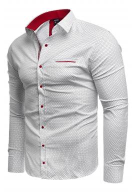 Vzorovaná pánska košeľa bielej farby s dlhým rukávom