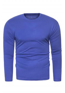 Pánske klasické tričko s dlhým rukávom v modrej farbe