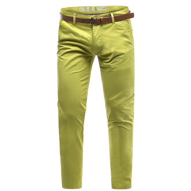 Bavlnené pánske chinos nohavice žltej farby