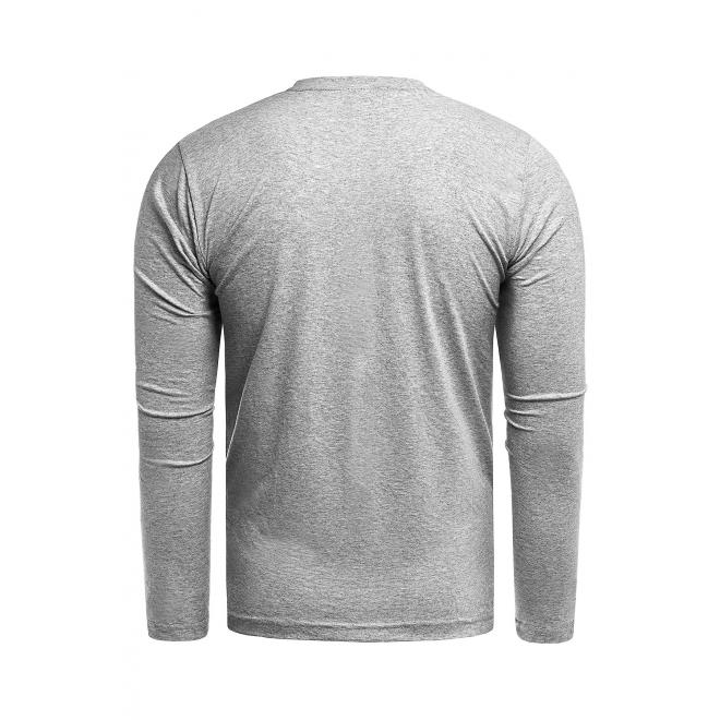 Bavlnené pánske tričko sivej farby s dlhým rukávom