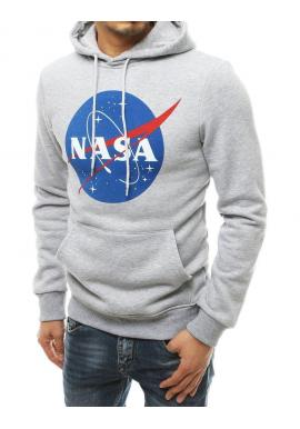 Oteplená pánska mikina sivej farby s potlačou NASA