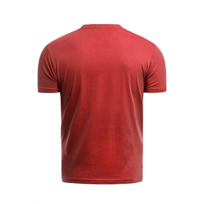 Červené bavlnené tričko s krátkym rukávom pre pánov