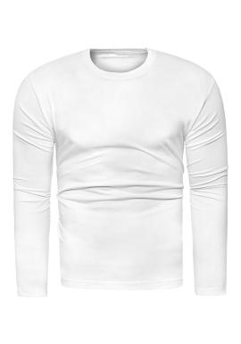 Klasické pánske tričko bielej farby s dlhým rukávom v zľave