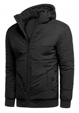 Zimná pánska bunda čiernej farby s prešívaním