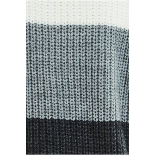 Dámsky módny sveter s véčkovým výstrihom v sivej farbe
