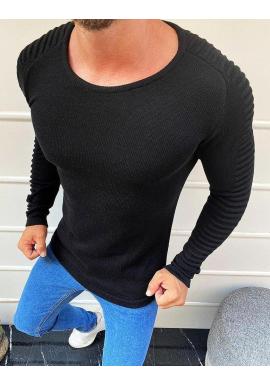 Čierny štýlový sveter s okrúhlym výstrihom pre pánov