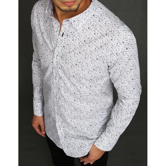 Bavlnená pánska košeľa bielej farby so vzorom