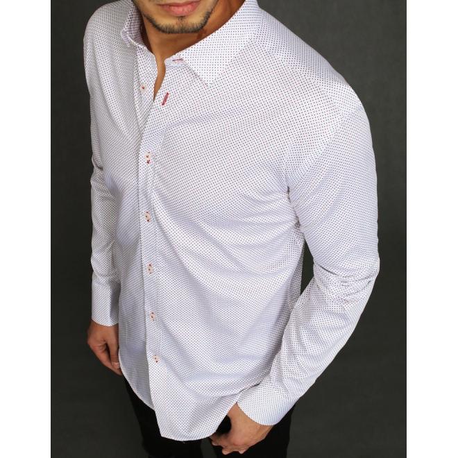 Bavlnená pánska košeľa bielej farby so vzorom