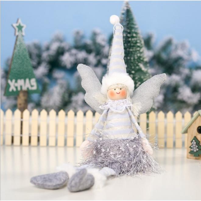 Sivý vianočný anjel s visiacimi nohami