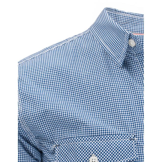 Džínová pánska košeľa modrej farby s nášivkou