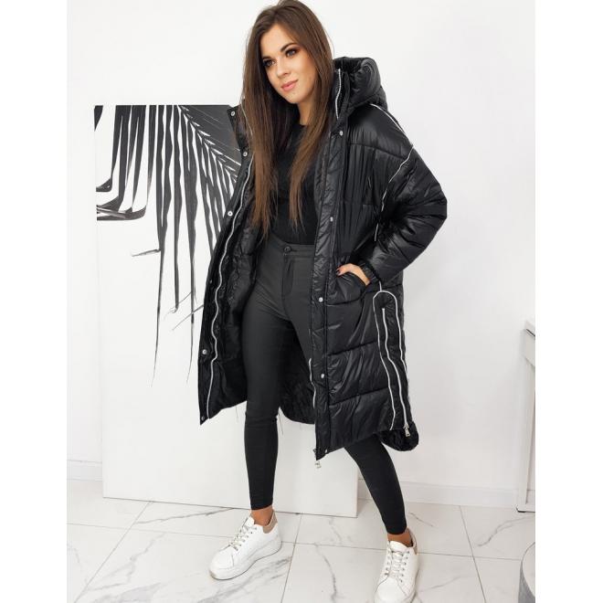 Dámska dlhá oversize bunda s kapucňou v čiernej farbe