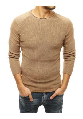 Béžový módny sveter s okrúhlym výstrihom pre pánov
