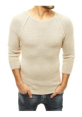 Štýlový pánsky sveter béžovej farby s okrúhlym výstrihom