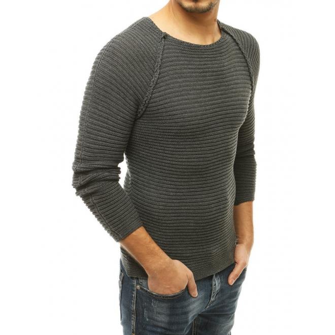 Tmavosivý štýlový sveter s okrúhlym výstrihom pre pánov