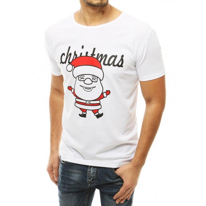 Pánske klasické tričká s vianočným motívom v bielej farbe