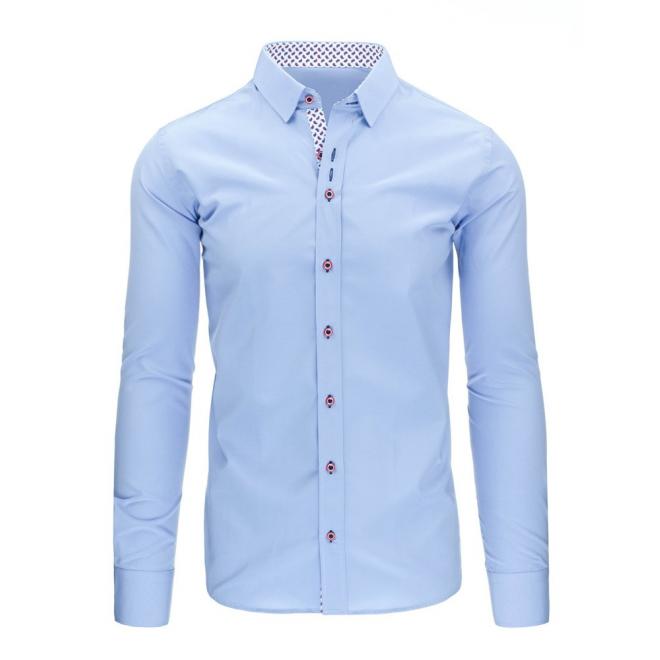 Elegantná modrá košeľa s bodkovaným detailom