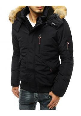 Zimná pánska bunda čiernej farby s odopínacou kapucňou