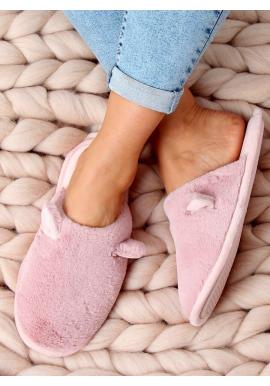 Ružové teplé papuče s ušami pre dámy