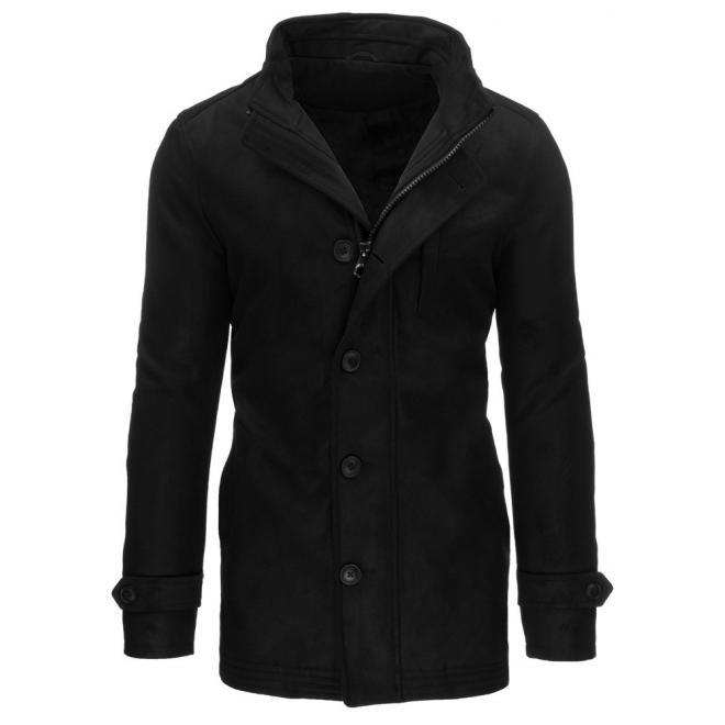 Čierny dvojradový kabát pre pánov na zimu