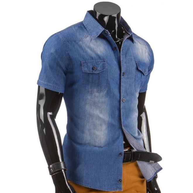 Pánska džínová košeľa v tmavomodrej farbe